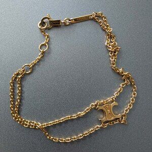 Celine Triomphe Suspended Bracelet in Brass with Gold Finish Gold